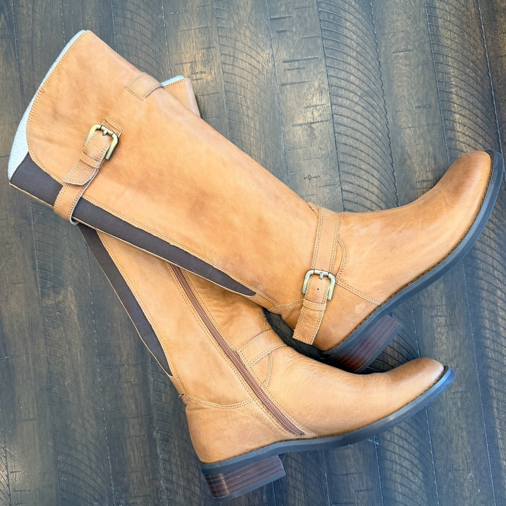 Chocolat Blu Tan Leather Knee High Boots